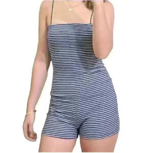 Zara Striped Shorts Romper